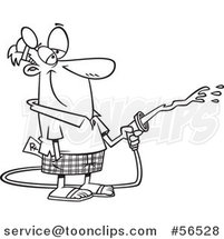 Cartoon Outline Retired Doctor Using a Hose by Toonaday