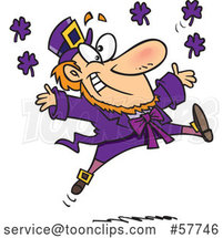 Cartoon Leaping Purple Leprechaun by Toonaday