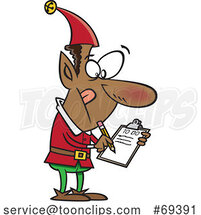 Cartoon Christmas Elf Writing a to Do List by Toonaday