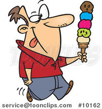 Cartoon Guy with Lots of Ice Cream Scoops by Toonaday