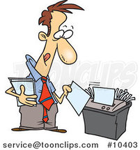 Cartoon Business Man Using a Shredder by Toonaday