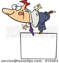 Cartoon Business Man Balanced on a Blank Sign by Toonaday