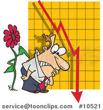 Cartoon Flower Tapping on a Guy by a Failing Chart by Toonaday