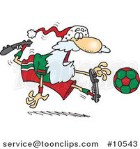 Cartoon Santa Playing Soccer by Toonaday