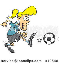 Cartoon Soccer Girl Kicking by Toonaday