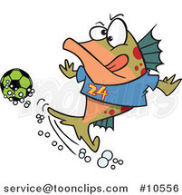 Cartoon Fish Playing Soccer by Toonaday