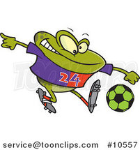 Cartoon Frog Playing Soccer by Toonaday