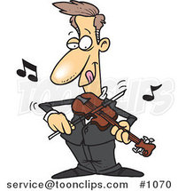 Cartoon Guy Standing and Playing a Violin by Toonaday