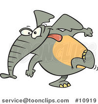 Cartoon Elephant Exiting Stage Left by Toonaday