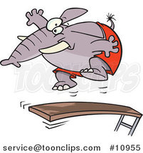 Cartoon Elephant Jumping on a Diving Board by Toonaday