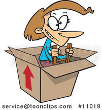 Cartoon Lady Climbing out of a Box by Toonaday
