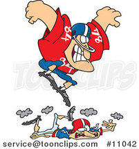 Cartoon Huge Footballer Stomping on a Smaller Guy by Toonaday