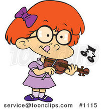 Cartoon Girl Standing and Playing a Violin by Toonaday