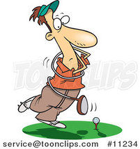 Cartoon Swinging Golfer Getting Tangled in a Club by Toonaday
