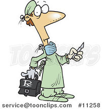 Cartoon Surgeon Holding a Scalpel by Toonaday