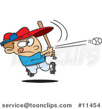 Cartoon Baseball Boy Hitting a Home Run by Toonaday