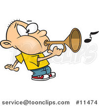 Cartoon Boy Playing a Bugle by Toonaday