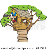 Cartoon White Pirate Boy in His Tree House by Toonaday