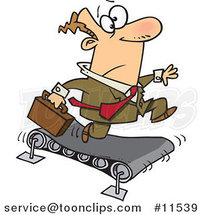 Cartoon White Business Man Running on a Treadmill by Toonaday