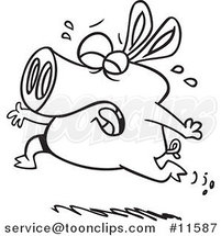 Cartoon Outlined Pig Crying and Running by Toonaday