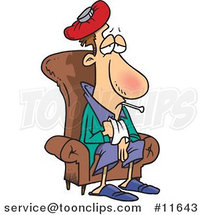 Cartoon Sick Guy Sitting in a Chair by Toonaday