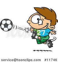 Cartoon Boy Kicking a Soccer Ball by Toonaday