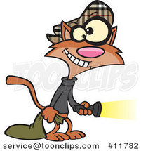 Cartoon Cat Burglar Shining a Flashlight by Toonaday