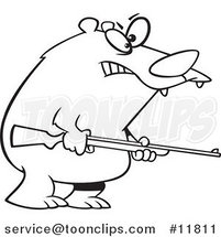 Cartoon Outlined Armed Bear by Toonaday