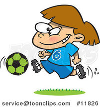 Cartoon Soccer Girl Running by Toonaday