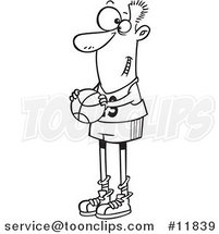 Cartoon Outlined Skinny Basketball Player Holding a Ball by Toonaday