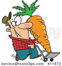 Cartoon Farmer with a Big Carrot on a Dolly by Toonaday