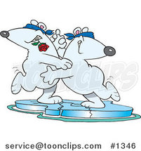 Cartoon Romantic Polar Bear Couple Dancing the Tango on Ice by Toonaday