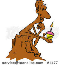 Cartoon Birthday Statue Holding a Cupcake and Thinking of a Wish by Toonaday
