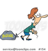 Cartoon Lady Pulling a Heavy Bag by Toonaday