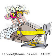 Cartoon Turkey Bird Exercising on a Treadmill by Toonaday