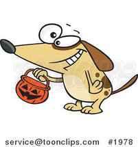 Cartoon Dog Trick or Treating on Halloween by Toonaday
