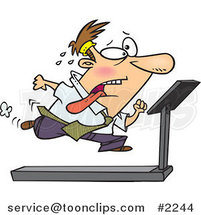 Cartoon Business Man Running on a Treadmill in the Office Gym by Toonaday