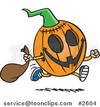 Cartoon Running Halloween Pumpkin by Toonaday