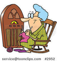 Cartoon Granny Knitting by a Radio by Toonaday