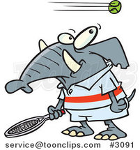 Cartoon Tennis Elephant by Toonaday