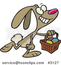 Cartoon Happy Easter Bunny Carrying a Basket by Toonaday