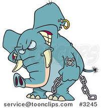 Cartoon Evil Elephant Carrying a Chain by Toonaday