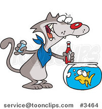 Cartoon Cat Seasoning a Goldfish with Ketchup by Toonaday