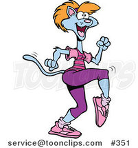 Cartoon Aerobic Cat Exercising by Toonaday