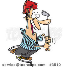 Cartoon Golfer Referee Wearing a Helmet by Toonaday