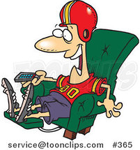Cartoon Football Fan Watching TV in an Arm Chair by Toonaday