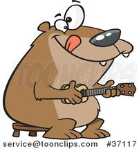 Cartoon Bear Playing a Ukelele by Toonaday
