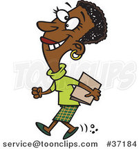 Cartoon Happy Black Business Woman off to a Meeting by Toonaday