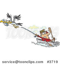 Cartoon Bad Gull Stealing a Fish from a Fisher Man by Toonaday