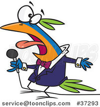 Cartoon Vocal Singing Bird Holding a Microphone by Toonaday